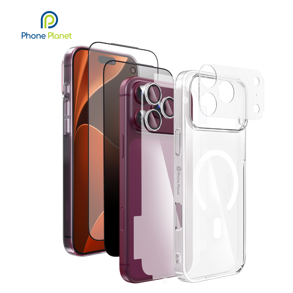 Phone Planet PP-S6-IP18PROMAX-MPC-MPC 6-in-1 iPhone Protection Kit – MagSafe Magnetic Case, HD & Privacy Glass